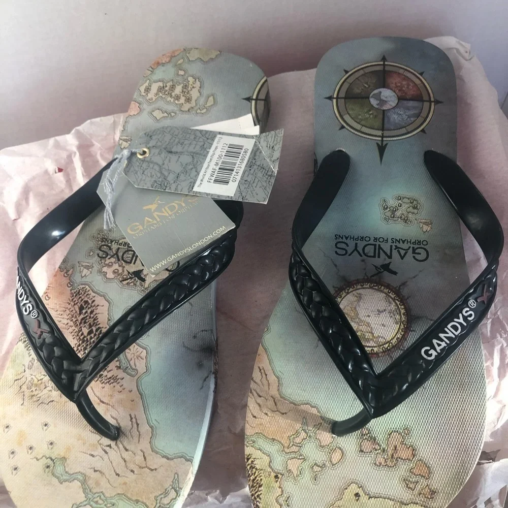 Gandys flip flop in blue map print